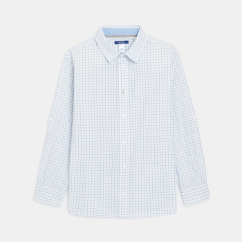 قميص بمربعات صغيرة أزرق فاتح للسيدات